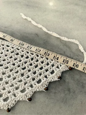 Handmade Crochet Wood Beaded Kerchief Head Scarf Cotton Boho Bandana Cottagecore thumbnail 4