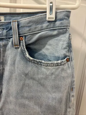 Aritzia Denim Forum Women’s Farrah Hi-Rise Wide Leg Jeans Size 28 Light Wash EUC thumbnail 2