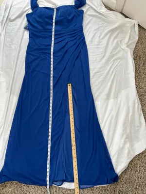 NWT Azazie Royal Blue Chiffon Maxi Dress Size A16 Evening Gown Slit thumbnail 9