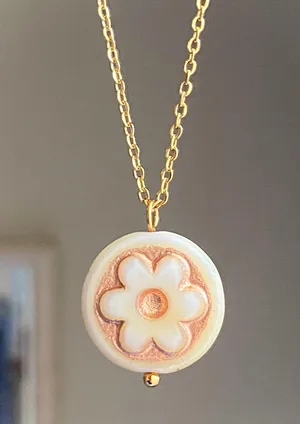 Handmade quality Czech glass flower bead fairy boho retro style necklace🌿✨ thumbnail 1
