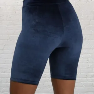 Fabletics Navy Velour High Waisted Bike Shorts L NWT thumbnail 2