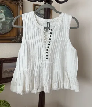Anthropologie White Tank Top thumbnail 1