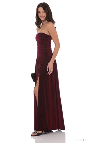 Lucy in the Sky Dress Maxi Velvet Wine thumbnail 3