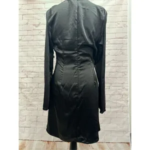 Black Cold Shoulder Long‎ Sleeve Mini Dress Wrap V Neck Cocktail thumbnail 10