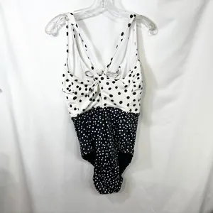 Beach Betty XL One Piece Swimsuit Polka Dot Black White Vacation Beach Pool‎ 734 thumbnail 8