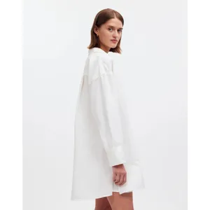 NEW Madewell White Linen Asymmetric Button Up Long Sleeve Mini Shirt Dress XXS thumbnail 3
