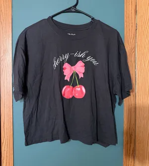 Cherry-ish You Graphic Tee Bow Cherry Y2K Baby Tee | Cute Crop Fit thumbnail 1