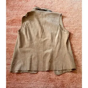 Coldwater Creek Leather Vest Size M Tan Western Boho Embroidered thumbnail 6