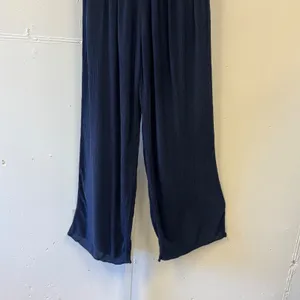 IN San Francisco Boho Wide Leg Smocked Waist Rayon‎ Pants Medium Beach Navy Blue thumbnail 4