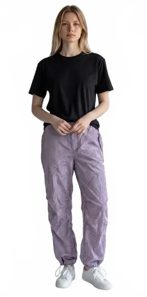 Urban Outfitters Iets Frans Shiny Baggy Parachute Pants Balloon Trousers Large thumbnail 1