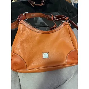 Dooney & Bourke Women Ginger Leather Hobo Bag Medium R638C CA Logo Plate thumbnail 2