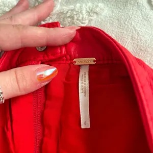 Free People red leather skirt, zipper up the leg thumbnail 5