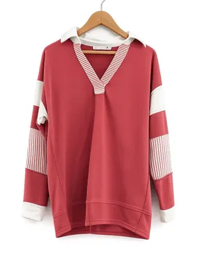 Altar'd State Colorblock Rugby Stripe‎ Oversized Pullover Top Size XS thumbnail 1