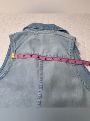 Mossimo Supply Co. 100% Lyocell Light Blue Sleeveless Chambray Slit Back Open M thumbnail 13