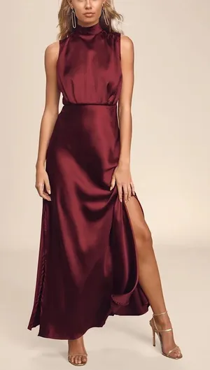 Lulus Classic Elegance Satin Maxi Dress thumbnail 1