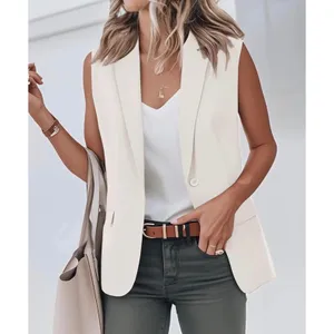NWT IDEALSANXUN White Sleeveless Blazer Vest Business Casual Office Top Small thumbnail 2