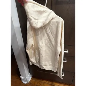 Happiness Project" hoodie multicolored embroidered solid cream women's L thumbnail 4