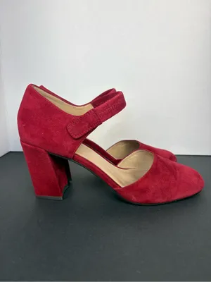 Eileen Fisher Mary Jane Block Heel Pumps in Burgundy red Suede 3 inch heel Size 8 thumbnail 10
