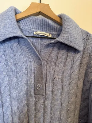 Abercrombie and Fitch Oversized Cable‎ Knit Collared Sweater thumbnail 2