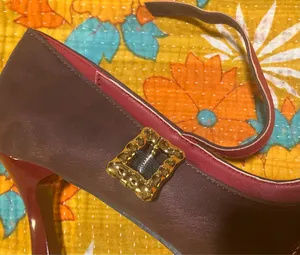 Burgundy Mary Jane Pumps Size 41/ US Woman 9.5 thumbnail 4
