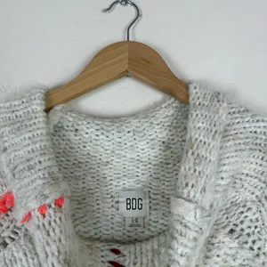 BDG Urban Outfitters Anissa Cream Knit Multicolored Fringe Mockneck Sweater thumbnail 9