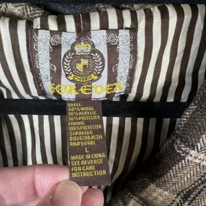 Forever Brown Plaid Wool Blend Cropped Short Sleeve Blazer Jacket Large Y2K thumbnail 4