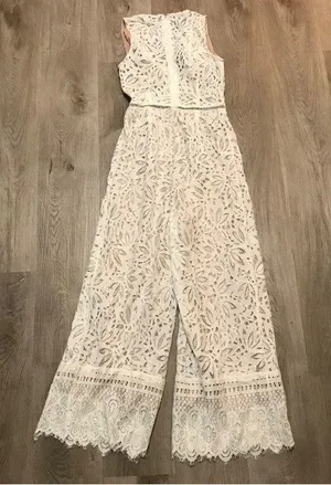 Lulus Amora White Lace Jumpsuit Bridal Bride Bachelorette Wedding Small thumbnail 6