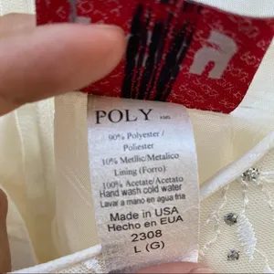 Poly USA Maxi Dress Large‎ White Embroidered Sequin Cap Sleeve Formal Gown 2308 thumbnail 7