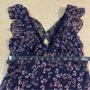 Lulus NWOT Darling Daydream Navy Blue Floral Print Ruffled Maxi Dress thumbnail 13