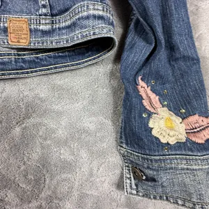 Vintage Guess Jeans Denim Trucker Jacket Women Large 90s Embroidered Y2K Retro thumbnail 4