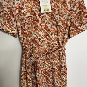 Sezane Adele Button Front Midi Dress in Paisley Riviera Womens New Size 42 thumbnail 10