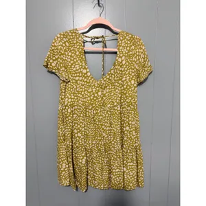 Show Me Your Mumu Chartreuse Yellow Dotted Back Tie Babydoll Boho Mini Dress S thumbnail 3