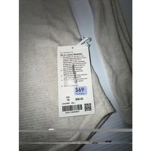 Lululemon Sweater Womens 10 Beige‎ Sit In Lotus Merino Wool Thumbholes Pullover thumbnail 6