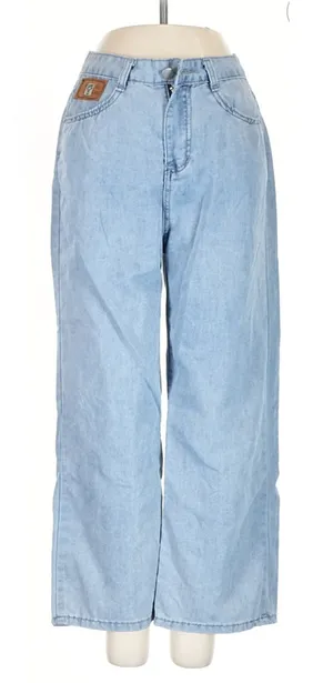 Light Wash High Rise Wide Leg Jeans Relaxed Baggy Y2K Denim Pants thumbnail 1