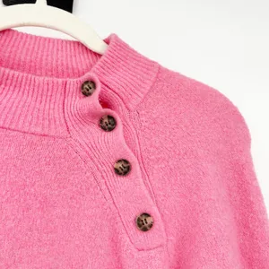 J. Crew Womens Fall Barbiecore Button Extra‎ Soft Yarn Wool Blend Sweater Size S thumbnail 2