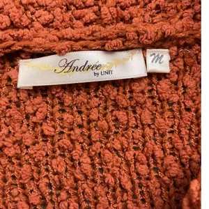 Andree by Unit Rust Orange Textured Long‎ Open Front Cardigan Sweater Size M thumbnail 12