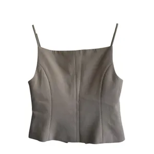 ZARA Tailored Vest Sz L Taupe Neutral Button Front Women’s Preppy thumbnail 3