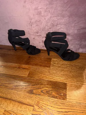 Black suede strappy heels Size 7 thumbnail 3