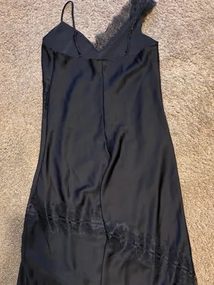 House of Harlow 1960 Black Asymmetrical Lace-Trim Slip Dress thumbnail 5
