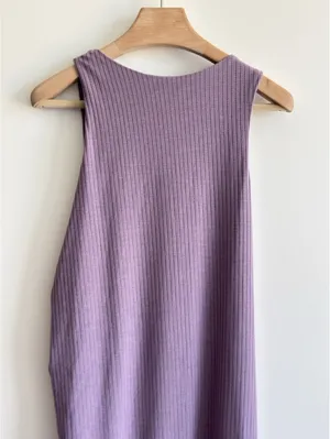 Gilli Ribbed Midi Dress Lavender Side Ruched Sleeveless Bodycon Size L thumbnail 8