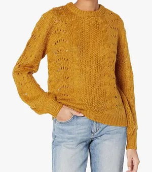 Jessica Simpson Mustard Yellow‎ Cable Knit Lace Sweater Size M thumbnail 1