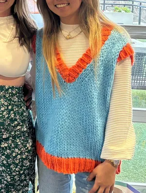 Orange And Blue Sweater Vest thumbnail 1