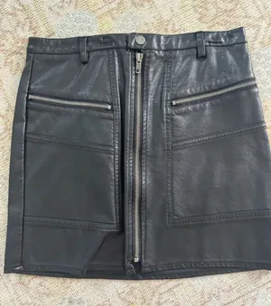 Altard State Black Faux Leather Zip-Front Mini Skirt thumbnail 1