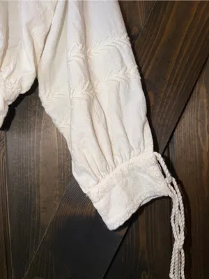 Cleobella Ivory Crop Top Balloon Sleeve Pintucked Cottagecore Prairie‎ Sz XS thumbnail 3