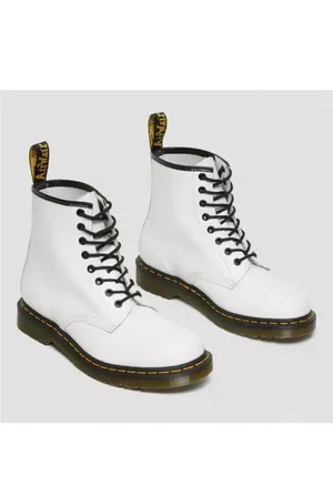 Dr. Martens White Combat Boots with Black Laces  thumbnail 2