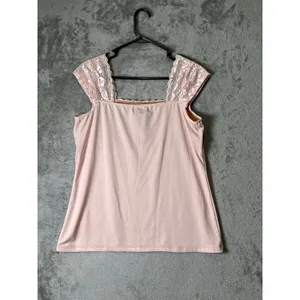 Vintage Y2K Pink Lace Tank Top Medium Coquette Romantic Soft Girl Twee Dainty thumbnail 3