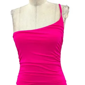 Hello Molly‎ Changed My Name Dress Hot Pink One Shoulder Ruched Size US 6 thumbnail 5