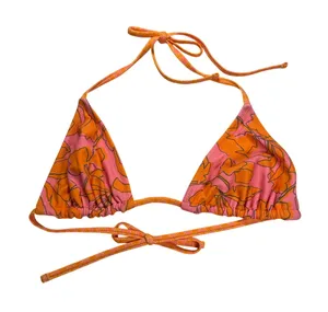 Wild Fable Bikini Top Women's Small Orange Pink Reversible String NWT thumbnail 1