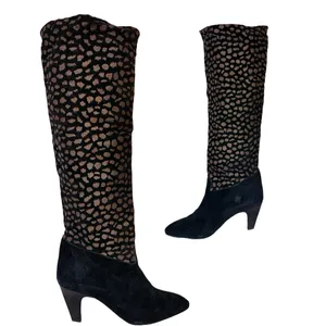 Nina Black & Brown Spotted Genuine Suede Pull On Knee High Boots (5.5) thumbnail 6