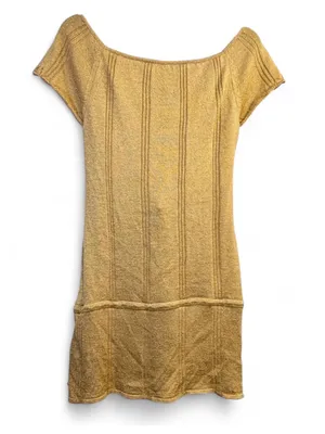 Bloomingdales Dolce Vita Women’s Metallic Golden Knit Short Sleeve Tunic Size L thumbnail 7
